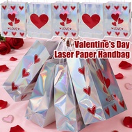 8-2Pcs Valentine's Day Laser Paper Handbag - Party Decoration - Heart-printed Pocket - Wrapping Pouc