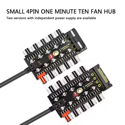 5V/3 Pin ARGB 4 Pin Fan PWM HUB 1 To 8 Multi Way Splitter for PC Motherboard LED Strip Light Control