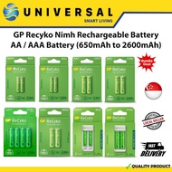 [SG SHOP SELLER] GP Recyko Nimh Rechargeable Battery AA / AAA Battery (650mAh to 2600mAh)