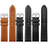 手表带 Original Genuine Universal Italian Leather Watch Band Fits Armani Fossil Seiko Leather Men's Bracelet Black 20 22mm