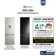 Electrolux Fridge 335L Bottom Freezer Refrigerator EBB3702K-H Glossy Black EBB3742K-A Silver Chilled