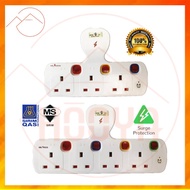 2Way/3Way/4Way/8Way T-Type Adaptor Extension Socket With Individual Swithced & Neon & Surge Protecto