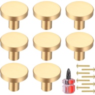 8Pcs Tombol Kabinet Emas, Tombol Bulat Tembaga Berlapis Emas untuk Perabot Dapur, Laci, Almari, Pera