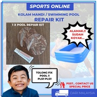 SPORTSONLINE KOLAM MANDI Repair Patch Kit | Penampal Kolam Bocor + Gam (100% seal ensured for swimming pool)