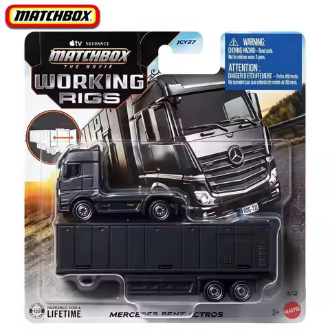 26J Original Matchbox Car Working Rigs 1/64 Diecast Mercedes Benz Actros Vehicle Metal Model Toys fo
