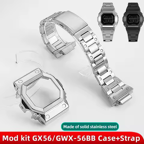GX-56 Watch Mod Kit Metal Case Bracelet for Casio Giant G Square GXW-56BB GX-56BB/RC Stainlesss Stee