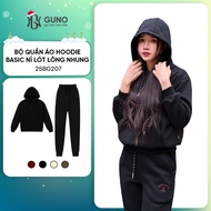 GUNO women's clothing set with fleece lining and embroidered logo with fashionable cropped pants SP5