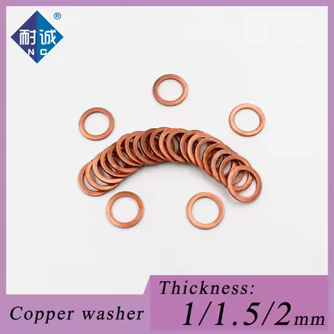 Thickness 1/1.5/2mm M5 M6 M8 M9 M10 M12 M14 M16 M18 M20T3 Copper Washer O-ring Marine Gasket Flat Se