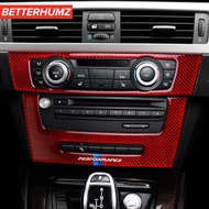 Car Accessory Interior Decoration Carbon Fiber Air Conditioning Switch Panel Auto Stickers Decals For BMW E90 E92 E93 3