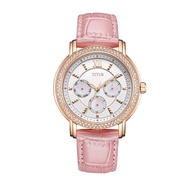 Solvil et Titus Fashionista Women's Multi-Function Quartz in Silver White Dial and Pink Leather Strap W06-03251-005