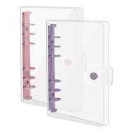 2 Pack A6 Soft PVC 6 Rings Binder Clear Budget Binder Refillable Planner Binder Ring Binder Cover wi