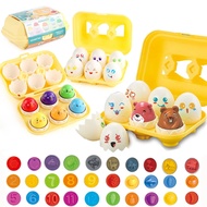 Children Montessori Sorter Toys Shape Matching Geometric Egg Early Educational Color Digital Squeak Eggs Toys For 3-6 Years Old