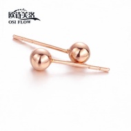 Hg Genuine Pure 14K Gold Russia Au585 Purple Gold Color Gold Rose Gold Glossy All-Match Style Earrin