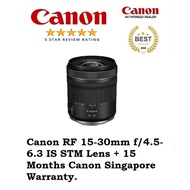 Canon RF 15-30mm f/4.5-6.3 IS STM Lens + 15 Months Canon Singapore Warranty.