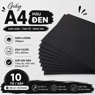 Black A4 paper - Black A4 cardboard || Combo of 10 sheets of 200gsm black A4 paper