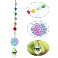 2PC Rainbow Octagon Spacer Beads Aurora Flower of Life Angel Tears Prism Glass Crystal Pendant Charm