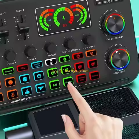 D7YC F999 Live Sound Card Wireless Accompaniment Auditory Card for Home KTV, Record Studios and Live