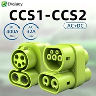 EVqiaoyi CCS1 to CCS2 Active Adapter AC 32A DC 400A 1000V Charger Connector SAE J1772 to IEC62196 Ty