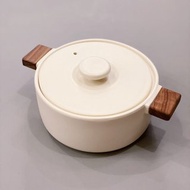 4TH MARKET 日本製木柄把手土鍋-白(1600ML)