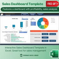 Excel Template - Sales Dashboard Template Excel (Free 12-in-1 Bundle Excel Course Books)