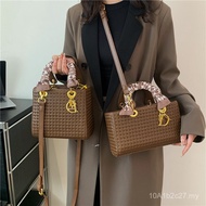 Beibei Shangpin 2025 Beg wanita Dior tenunan selendang sutera jenama D mewah, beg tangan, bahu, sila
