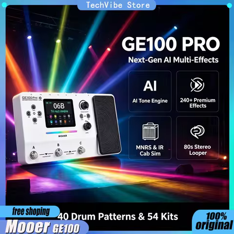 Mooer GE100 Pro/GE100 Pro Li Intelligent Multi Effects Pedal AI Tone Amp Modeling IR NAM Bluetooth L
