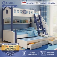 MAISON Children bunk bed with pull out storage bed | Kids bunk bed | Double decker bed for kids | Trendy Space