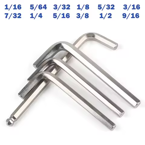 1~5Pcs Inch Allen key Wrench 1/16 5/64 3/32 1/8 5/32 3/16 7/32 1/4 5/16 3/8 1/2 L Shape Ball End Lon