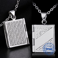 925 Sterling Silver Book Locket Pendant Necklace Photo Box Chain L3J3 I5U7 Love Snake R5M4 X5G0