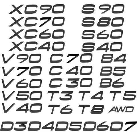 Car Trunk Sticker 3D ABS Glossy Black D5 D7 B4 B5 B6 T3 T4 T5 T6 T8 AWD D3 D4 D5 D6 D7 For XC90 XC70