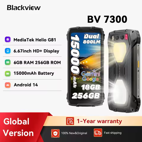 Blackview BV7300 Rugged Phone, 6GB+256GB, Android 14 Gaming Phone,15000mAh+45W Rugged Smartphone, 50