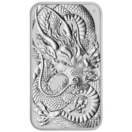AFZA 2021 1 OZ SILVER PERTH MINT ORIENTAL DRAGON .9999 RETANGULAR SILVER BAR COIN