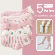 5 Pairs Baby Kids Girl Socks Cute Fashion Cartoon Design Soft Breathable Baju Raya