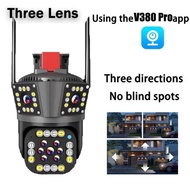 V380 Pro กล้องรักษาความปลอดภัย WiFi ไร้สายกลางแจ้งสามเลนส์ป้องกันบ้านกล้อง IP การติดตามอัตโนมัติ