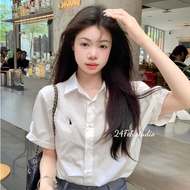 Rough shirt Korean minimalist rabbit embroideredshort sleeve XTT AK74