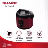 SHARP Rice Cooker 3 iN 1 Anti Lengket / Magic Com 1.8 Liter KS-N18MG / KS N18MG MERAH