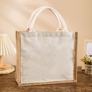 Convenient Large Jute Fabric Bag for Personal Items printed with Business Promotion Brand LOGO