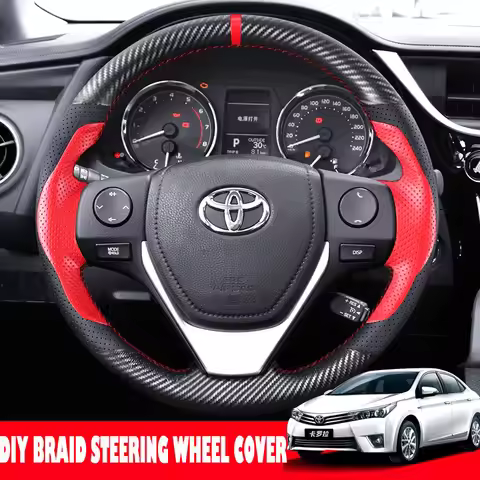 Hand-stitched Sports style Leather Car Steering Wheel Cover for Toyota Corolla IM US 2014-2019 RAV4 