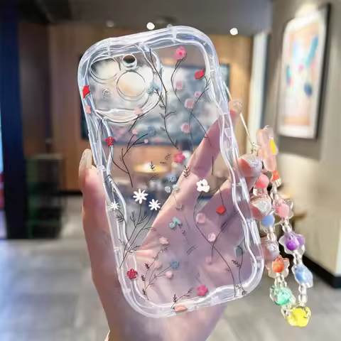 Cute Flower Bracelet Chain Case For Vivo V60 V40 V50 Lite Y31 5G Y33S Y21S Y28 4G Y17S Y04 Y03 Y29S 