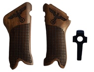 WW2 German Luger P08 Wood Hand Grips with Stripping Take Down Tool Marked Reproduction (Combo)