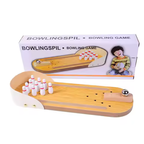 High-end small safe wooden children's educational innovation toys mini bowling set tabletop game woo