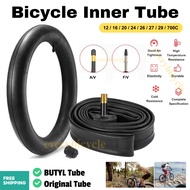 Bicycle Inner Tube Tyre Butyl Natural Rubber Tiub Dalam Tayar Basikal Tiub FKR 脚踏车内胎 12 16 20 24 26 29 27 27.5 700 inch
