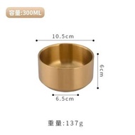 韓式304不鏽鋼碗商用雙層防燙湯碗韓國金色碗醬料小碗餐具