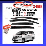 (4 PCS) Air Press Vellfire Window Tingkap kereta Door Visor Mugen Small Move Tingkap Kereta Kening Toyota Vellfire Visor