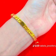 Gelang kombinasi plat lipan mini dilapis emas asli 24karat dibalut dengan kristal premium
