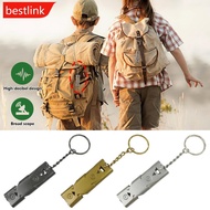 BESTLINK Outdoor High Decibels Whistle Practical Whistle Stainless Steel Portable Camping Hiking Spo