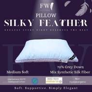 Feather Hotel Sleeping Pillow Goose Feather FEATHER WORLD Silky 70% Mix Synthetic Hotel Pillow | Med