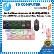 Combo EDRA EK506 wired mechanical keyboard + EM606 Rainbow Led Mouse (Black/White/Pink) - Genuine pr