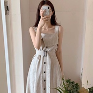 Korea Chic Linen belted Women Work Dress #161