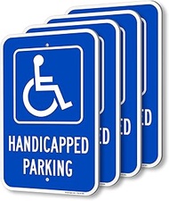 SmartSign (Pack of 4) 18 x 12 inch "Handicapped Parking" Metal Sign, 120 mil Aluminum Composite (ACM